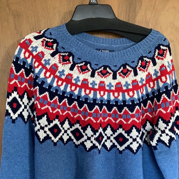 Chaps long sleeve sweater with fair isle like print L - Picture 5 of 14